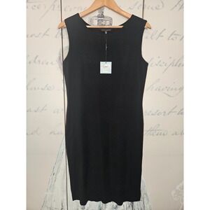 Ming Wang Black Sleeveless Knit Sheath Dress Womens Size M NWT $225